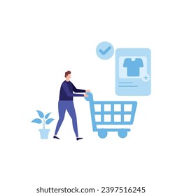 Online shopping and E-commerce concept set. Sale, orders, online payment, delivery, loyalty program.  Customer on the sale. App on mobile phone and computer.