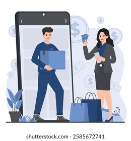 Online shopping ecommerce concept transactions, and digital marketplace payment sale concepts