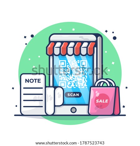 Online Shopping, E-Commerce Concept Vector Illustration. Set Laptop, Shop, E-Commerce, Market.  Flat Cartoon Style Suitable for Sticker, Wallpaper, Icon, etc.