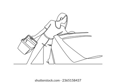 Online shopping and E-commerce concept, young mom buy frozen food for his son. Sale, orders, online payment, delivery, loyalty program. Flat graphic vector concept illustration isolated on white backg