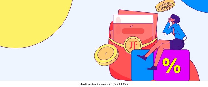 Online shopping e-commerce coupon concept flat vector concept operation hand drawn illustration
