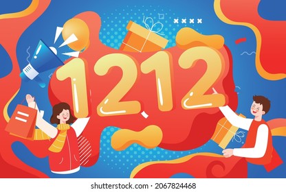 Online shopping e-commerce double 12 shopping Carnival illustration promotion Poster