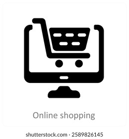 Online Shopping and ecommerce icon concept