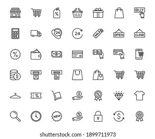 Online Shopping And E-commerce Icon Set. For Web Or Mobile App