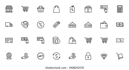 online shopping and E-commerce icon set. for web or mobile app