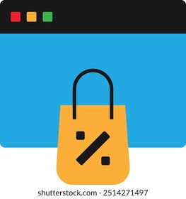 Compras en línea Icono de comercio electrónico Vector Ilustración plana