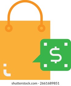 Ilustração plana do vetor do ícone do comércio eletrônico de compras online