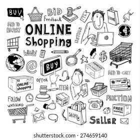 Online shopping e-commerce icons. vector illustration