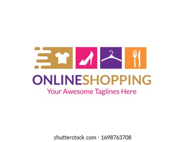 Online-Shopping oder E-Commerce-Logo-Vektorillustration Design-Illustration
