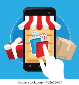 online shopping eCommerce mobile concept illustration design