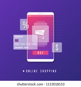 Online shopping, e-commerce, mobile payment concept. Vector illustration.