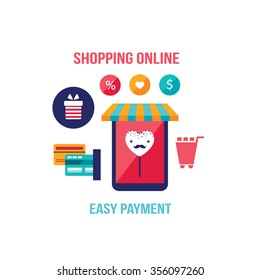 Online shopping e-commerce Mobile payment Successful business concept