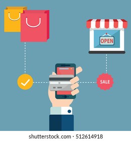 Online shopping e-commerce mobile payment Successful business concept.
