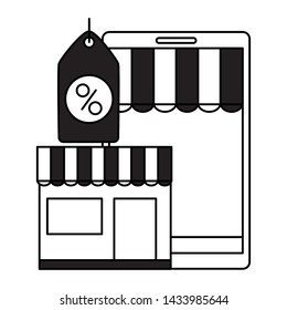 online shopping ecommerce mobile store offer vector illustration