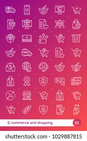 Online shopping and e-commerce outline icon collection. Suitable for banners, mobile apps and presentation. Editable stroke
