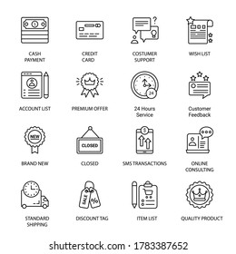 Online Shopping and E-commerce outline Icons - stroke, vector