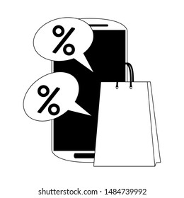 online shopping ecommerce sale, buying by smartphone cartoon vector illustration graphic design