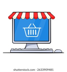 Online Shopping. E-commerce Storefront on Computer Screen