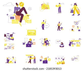   Online shopping e-commerce vector illustration to design banners, posters, backgrounds, ...etc.