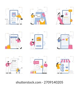 Online Shopping and E-commerce Vector Illustration Set 1