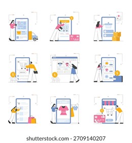 Online Shopping and E-commerce Vector Illustration Set 3