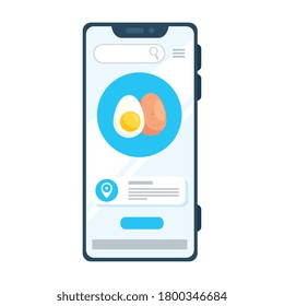 online shopping eggs, through an app in a smartphone vector illustration design