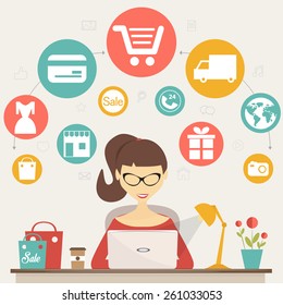 online shopping, electronic commerce concept