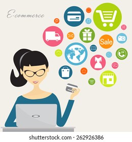 online shopping, electronic commerce concept