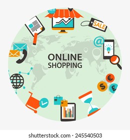 Online shopping emblem.