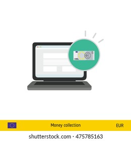Online shopping. Euro banknote. E-commerce platform concept vector illustration.