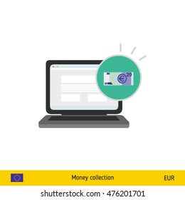 Online shopping. Euro banknote. E-commerce platform concept vector illustration.