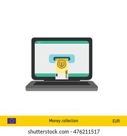 Online shopping. Euro banknote. E-commerce platform concept vector illustration.