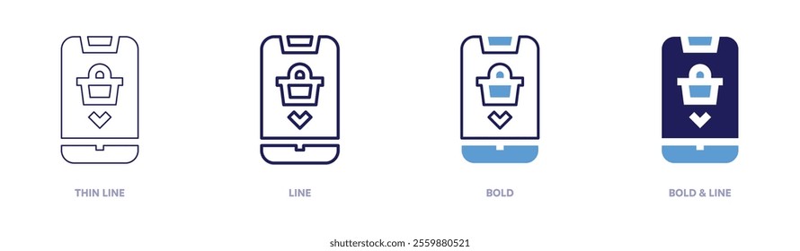 Online shopping exclusive discounts icon in 4 different styles. Thin Line, Line, Bold, and Bold Line. Duotone style. Editable stroke.