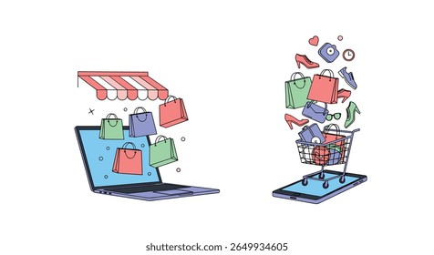 Online shopping experience from laptop to mobile device purchases