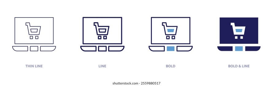 Online shopping experiences icon in 4 different styles. Thin Line, Line, Bold, and Bold Line. Duotone style. Editable stroke.