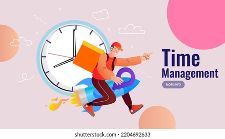 Online Shopping And Express Delivery. Quick Shipping. Fast Free Home Delivery. Order Shipping On Time, Fast Distribution Services, Shipment Delay. Vector Illustration