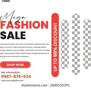 Online shopping fashion sale square flyer design