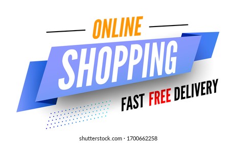 Online shopping fast free delivery banner. Vector illustration.