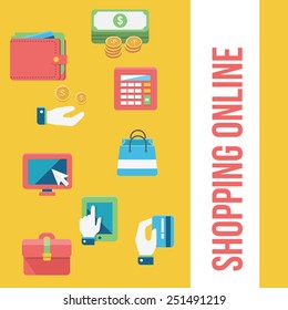 Online shopping and finance icon set