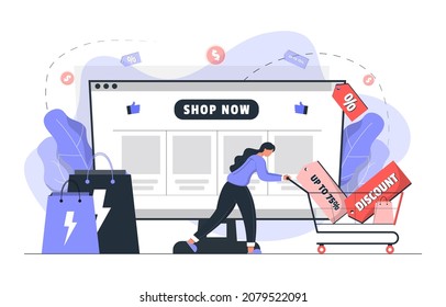 Online Shopping Flash Sales Concept Illustration