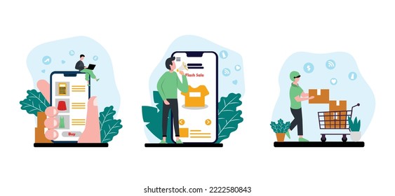 Diseño de paquete plano de compras en línea