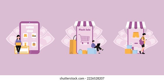 Online Shopping Flat Bundle Design