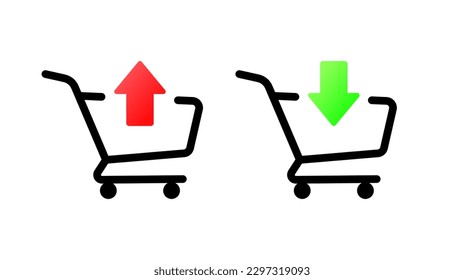 Online shopping. Flat, color, shopping cart. Vector icons.