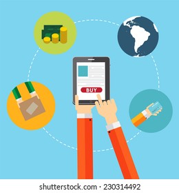 Online Shopping Flat Concept for Mobile Apps 
