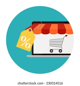 Online Shopping Flat Concept for Mobile Apps 