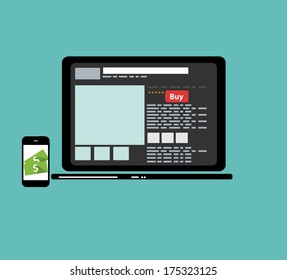 Online Shopping Flat Concept Vector Illustration  