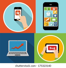 Online Shopping Flat Concept Vector Illustration  