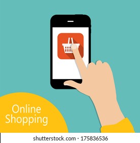 Online Shopping Flat Concept Vector Illustration  
