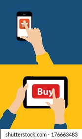 Online Shopping Flat Concept Vector Illustration  