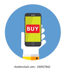 Online Shopping Flat Concept for Web Marketing. Vector Illustration 